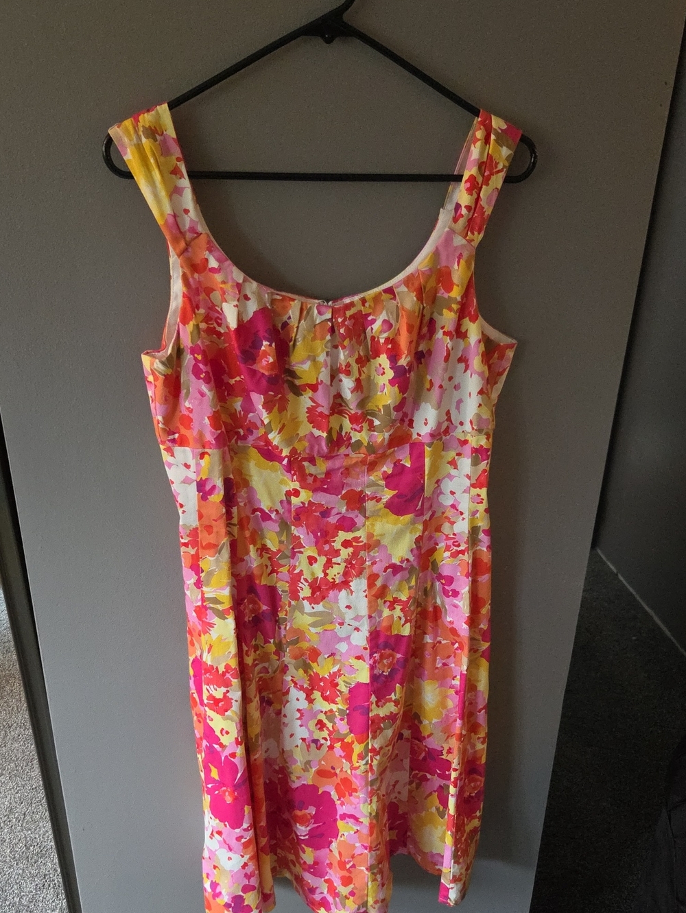 dressbarn Bright Floral Scoop-Neck Sundress in Pink, Yellow & Orange